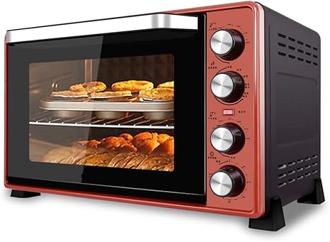 Amazon Co Jp 精密温度制御付きミニ45l電気オーブン60 250 Cおよび0 1分タイミング00w二重層多機能ホットエアオーブン赤 ホーム キッチン