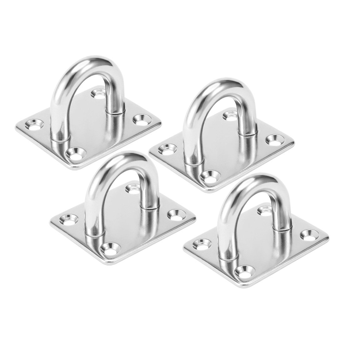 Sourcingmap 316 Stainless Steel 10mm Thick Ring Square Sail Shade Pad Eye Plate Boat Rigging 4pcs