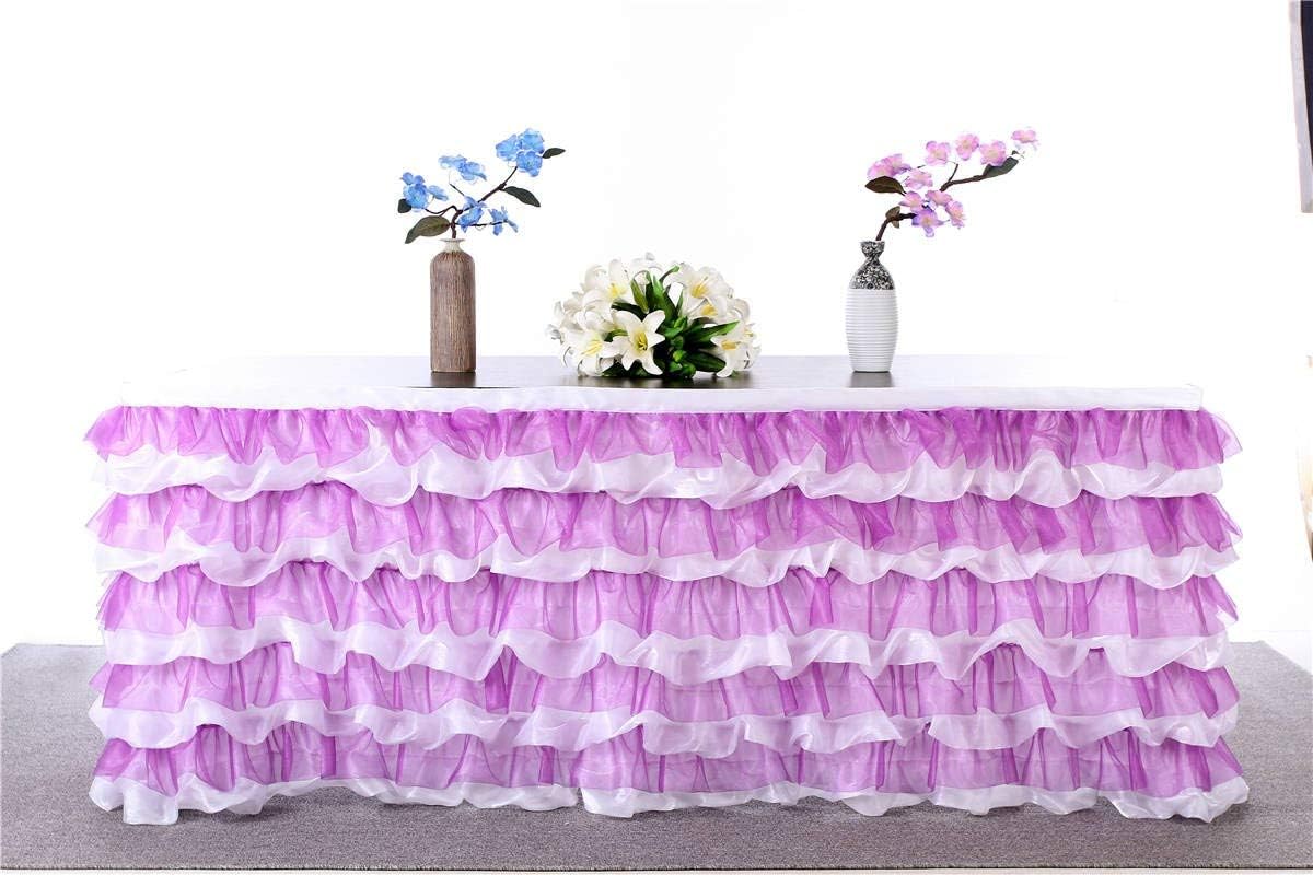 HBB Kids Handmade Deluxe Elegant Tulle Table Skirt For Party Decoration, Events, Meetings, Birthdays, Wedding, Baby Shower and Home Decor, 9F Long by 29" High (Purple)