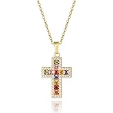 WanLike Diamond Cross Pendant Gold Necklace for Women in 14K Plated - Dainty God Lords Prayer Religious Cross Jewelry Gifts for Women
