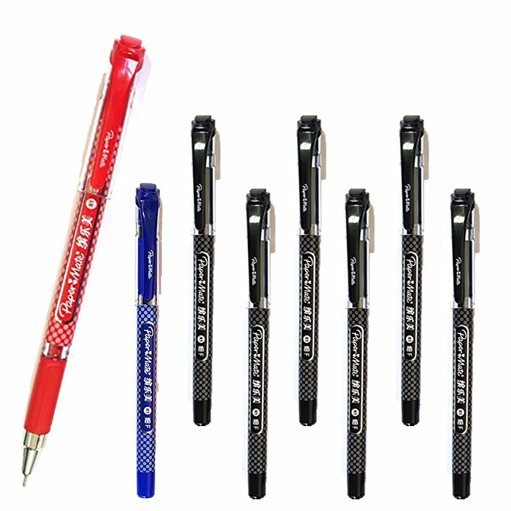 Paper-Mate* 8 x InkJoy Gel Ink Pens, Ergonomic Grip & Fine Point Needle Nib, Black, Red & Blue [ASIA IMPORT]