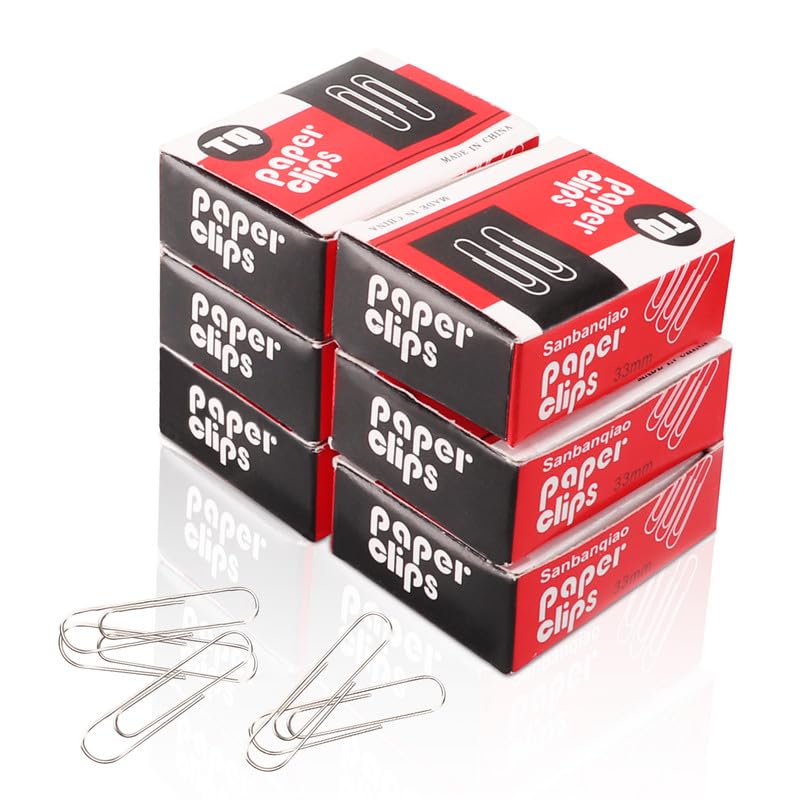 Office Clips 33mm 600pcs Office Clips Smooth Office Clips 33mm Medium Size Office Clips Office Clips for Office Supplies, Small Office Clips for Paper Stuff