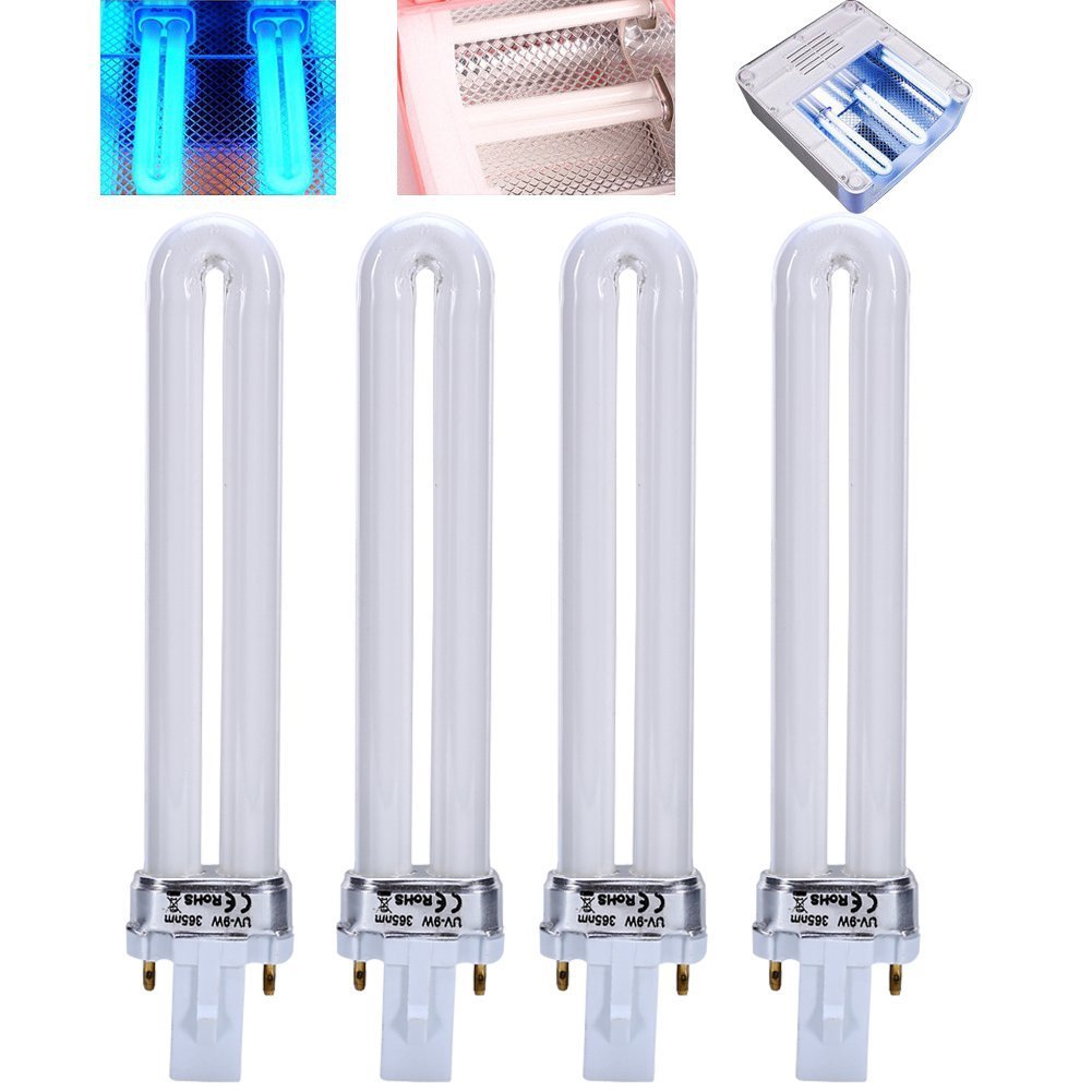 Pack of 4 UV replacement bulbs of 9 W, 365 nm, lamp tube bulb for UV lamp, nail art dryer
