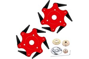 Cokacot 2 Pcs 6 Steel Razors Trimmer Head Steel Trimmer Head with Sawtooth, Universal Weed Eater Blades 65Mn Professional Razor Weed Eater with Universal Adapter Kits