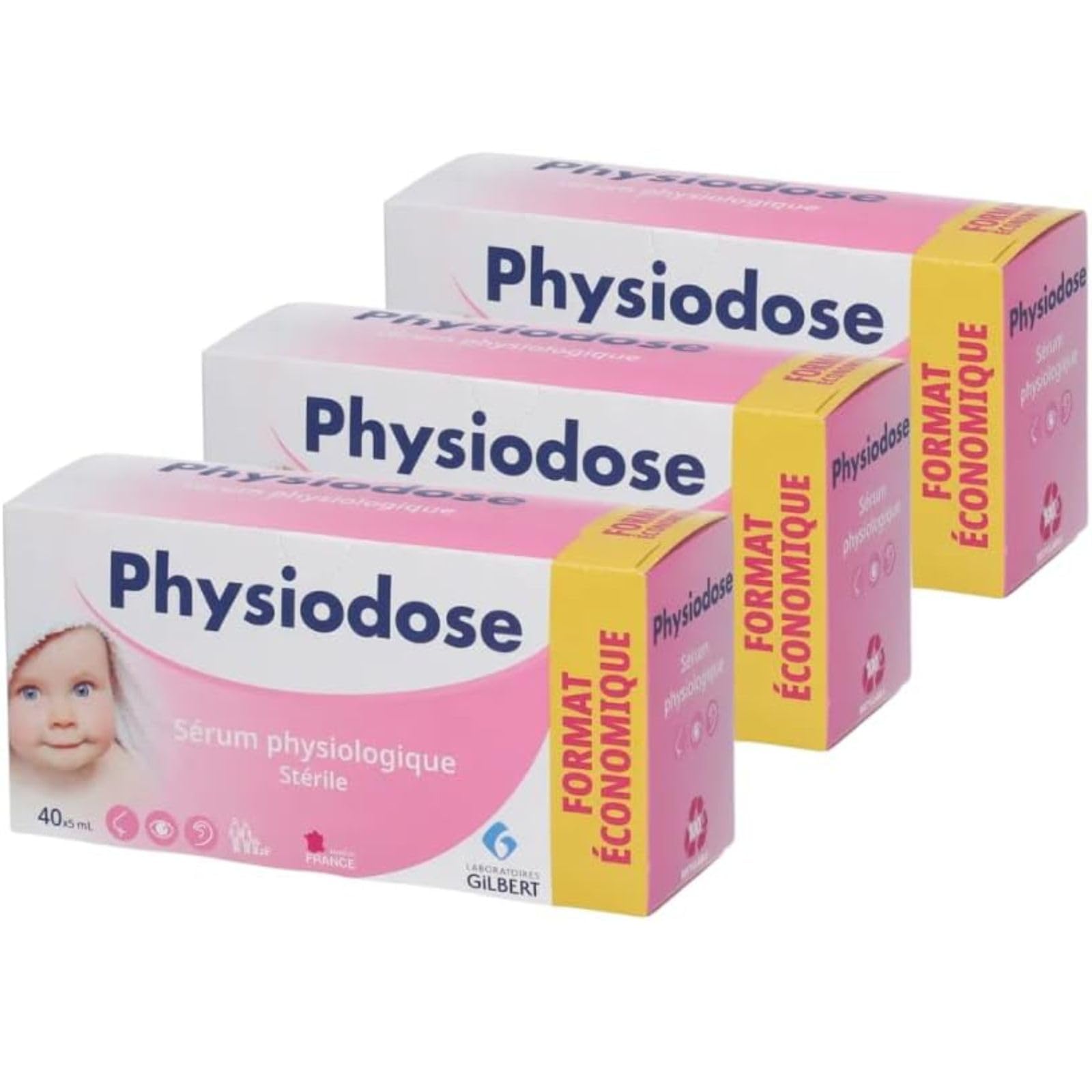 Physiodose Physiological Serum - 3 Boxes of 40 Single Doses, 40 Count (Pack of 3)