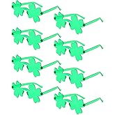 8 Pairs St. Patricks Day Glasses, Irish Green Four Leaf Shamrock Glasses Eyeglasses for Saint Patricks Day Party Props Favors, Saint Paddy Day Accessories