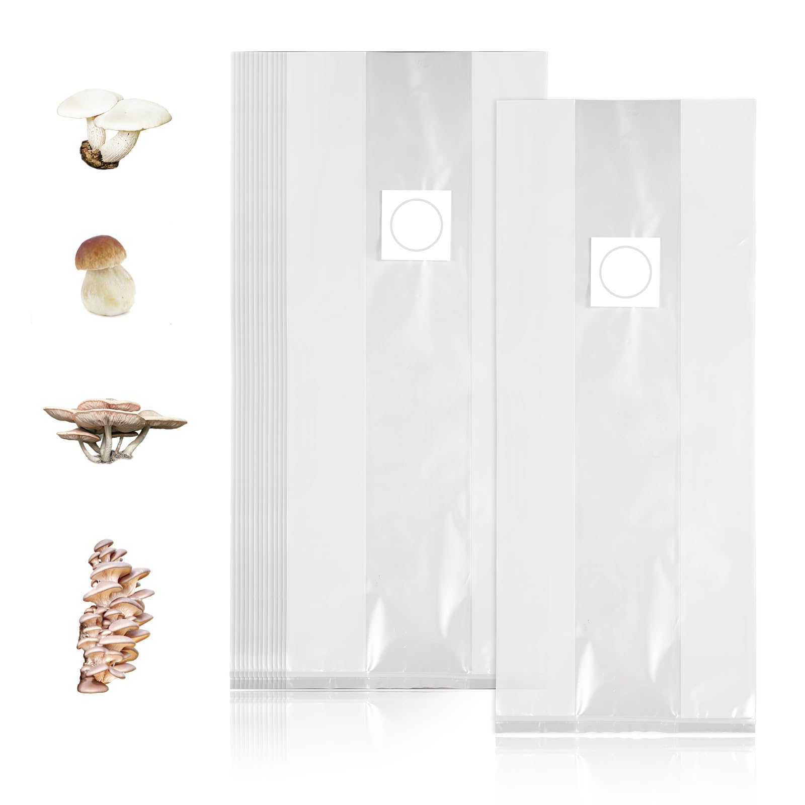 30pcs 5x8x20 Mushroom Grow，Substrate Bags, 6 Mil Thick Mushroom Spawn，Cultivation Bags, Grain Bags with Injection Port for Filter Patch Bags with 0.2 Micron Filter for School Projects Hobby Farmers