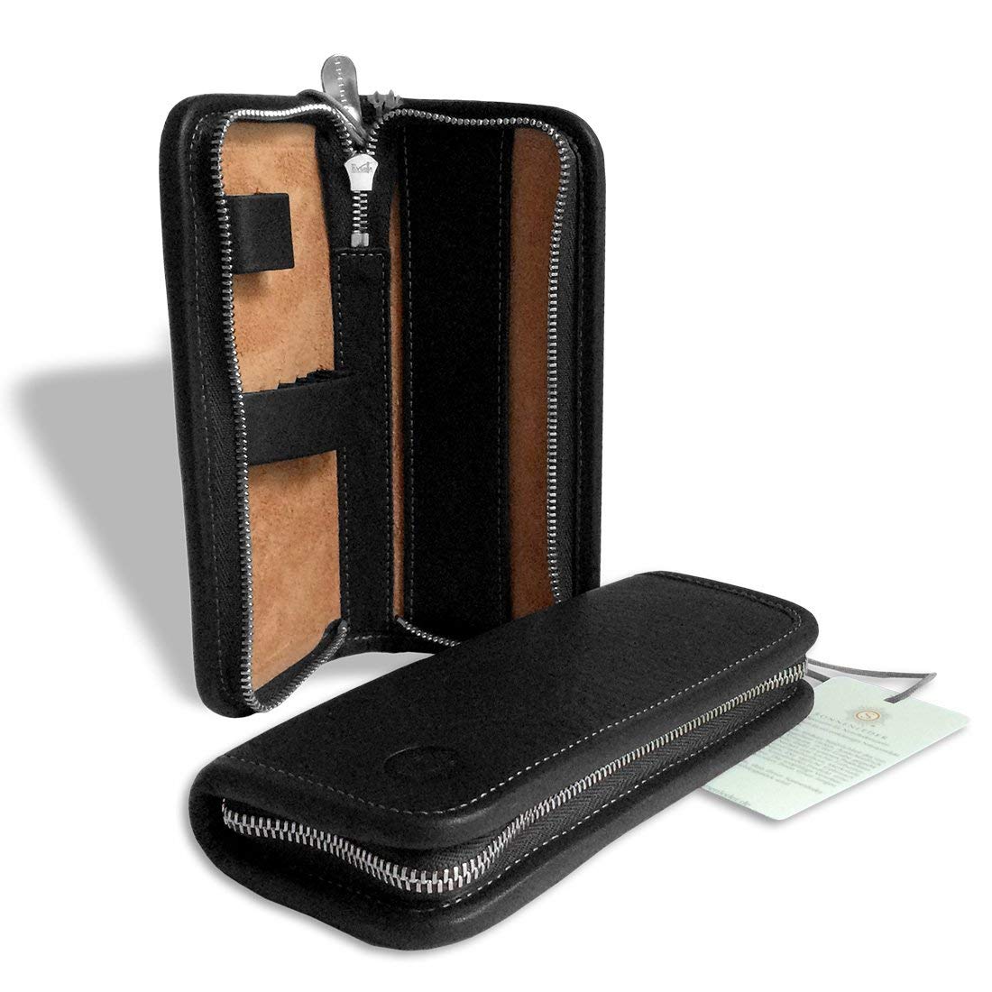 Sonnenleder "Sombart" High Quality Leather Multipurpose Pencil Case, Color: Black, Genuine Leather * Made in Germany