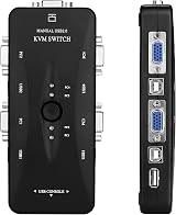 Nicfaky USB 2.0 KVM VGA Switch 4 Port One-Button Swap 4 VGA Cables Included view 2