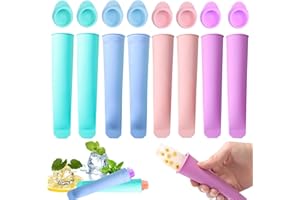8Pcs Popsicle Mold Silicone Ice Pop Molds,Ice Lolly Molds with Lids,Silicone Popsicle Molds,Yogurt Tubes,Popsicles Molds,Ice 