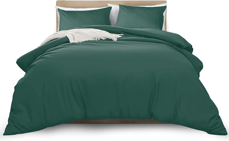 MOONLIGHT20015 Super King Duvet Cover Set Emerald Solid Microfiber 2 Pillowcases