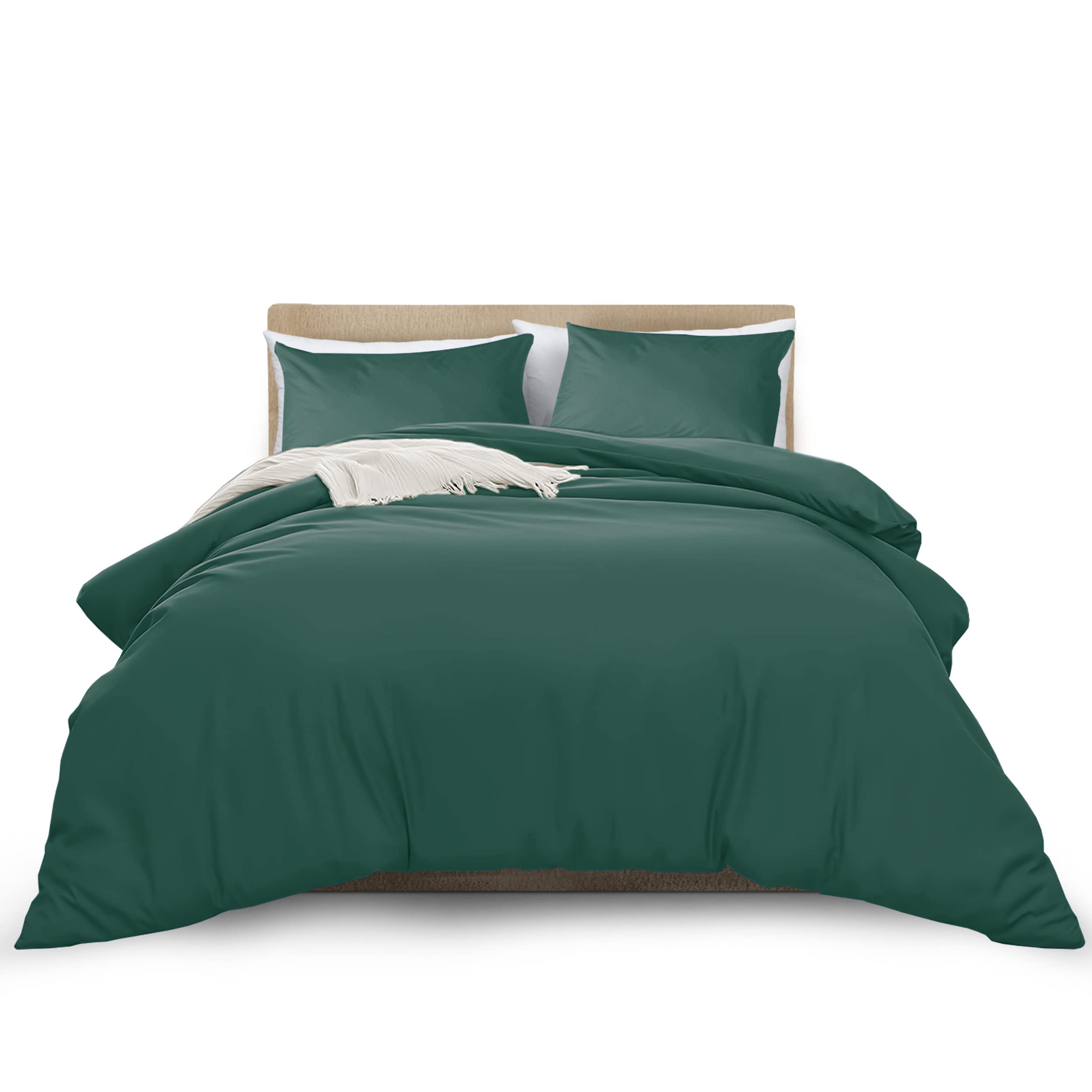 MOONLIGHT20015 Super King Duvet Cover Set Emerald Solid Soft Super King Bedding Duvet Cover with 2 Matching Pillowcases
