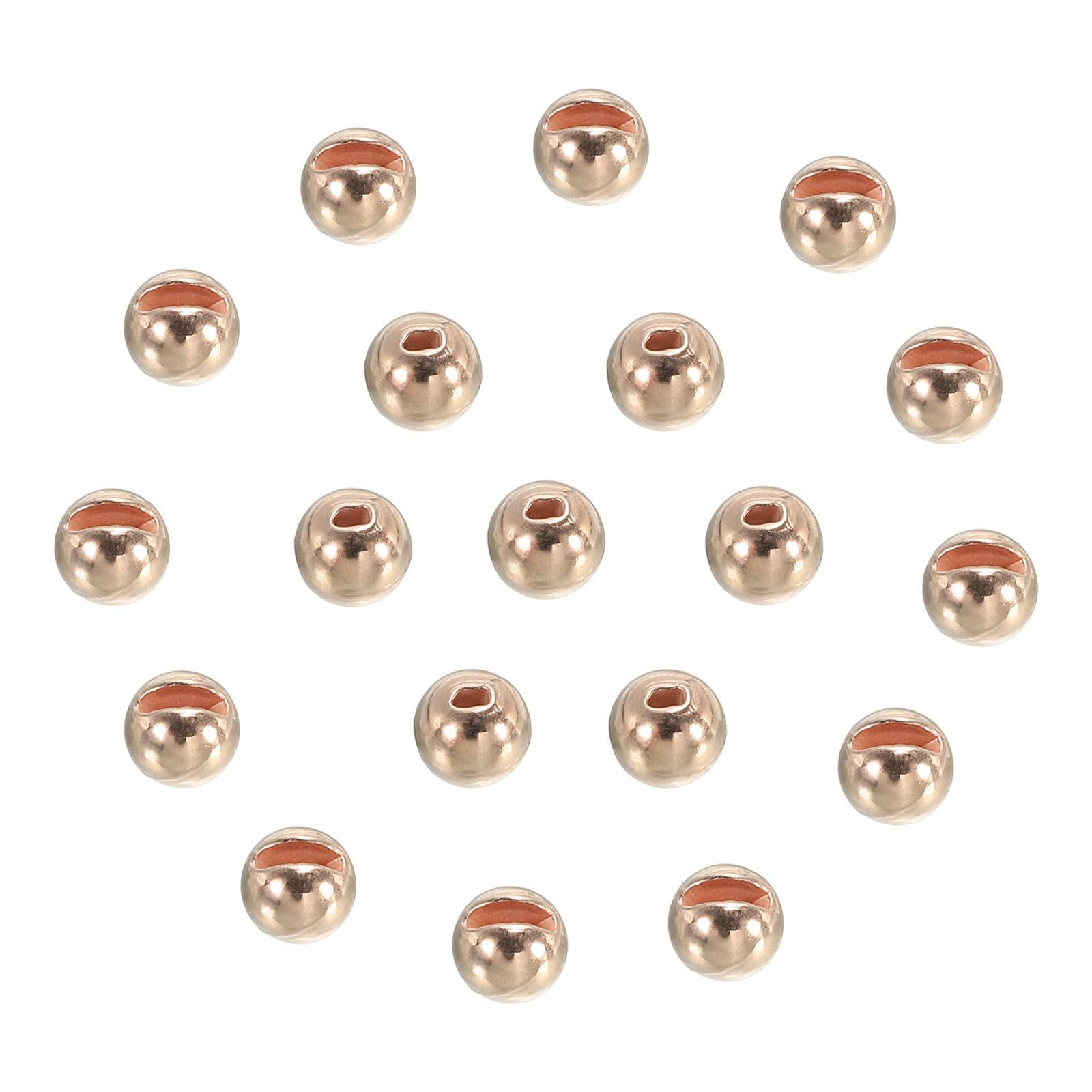 PATIKIL 2mm Tungsten Slotted Beads for Fly Tying, 50 Pcs Tungsten Beads Round Bead Head Ball for Jig Hooks Fishing Fly Tying Materials, Copper Tone