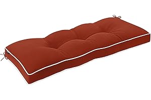 Favoyard Indoor/Outdoor Bench Cushion 42 x 16 Inch Waterproof & 3-Year Fade-Resistant Patio Furniture Cushions for Garden Porch Swing Chair Tufted Pad for Sofa Couch Seat with Ties, Red