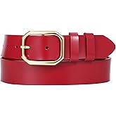 SUOSDEY Women Genuine Leather Belt for Jeans Pants with Stylish Solid Buckle, Waist Belt for Ladies, Width 1.3"