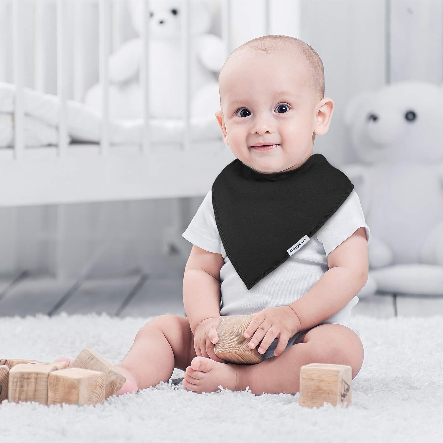 KiddyCare Baby Bibs 8 Pack - 100% Organic Cotton for Drooling and Teething - Soft & Absorbent Bandana Drool Bibs for Baby Boys and Girls - Unisex Baby Shower Gift Set: Baby