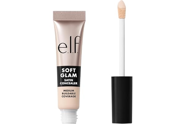 e.l.f. Soft Glam Satin Concealer, Medium Coverage, 10 Fair Cool | Hydrating Hyaluronic Acid & 1% Hibiscus Complex, Crease-Res