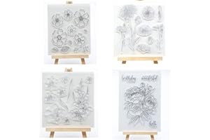 WOOYANGFUN Welcome to Joyful Home 4pcs/Set Flower Series Clear Stamp for Card Making Decoration and Scrapbooking