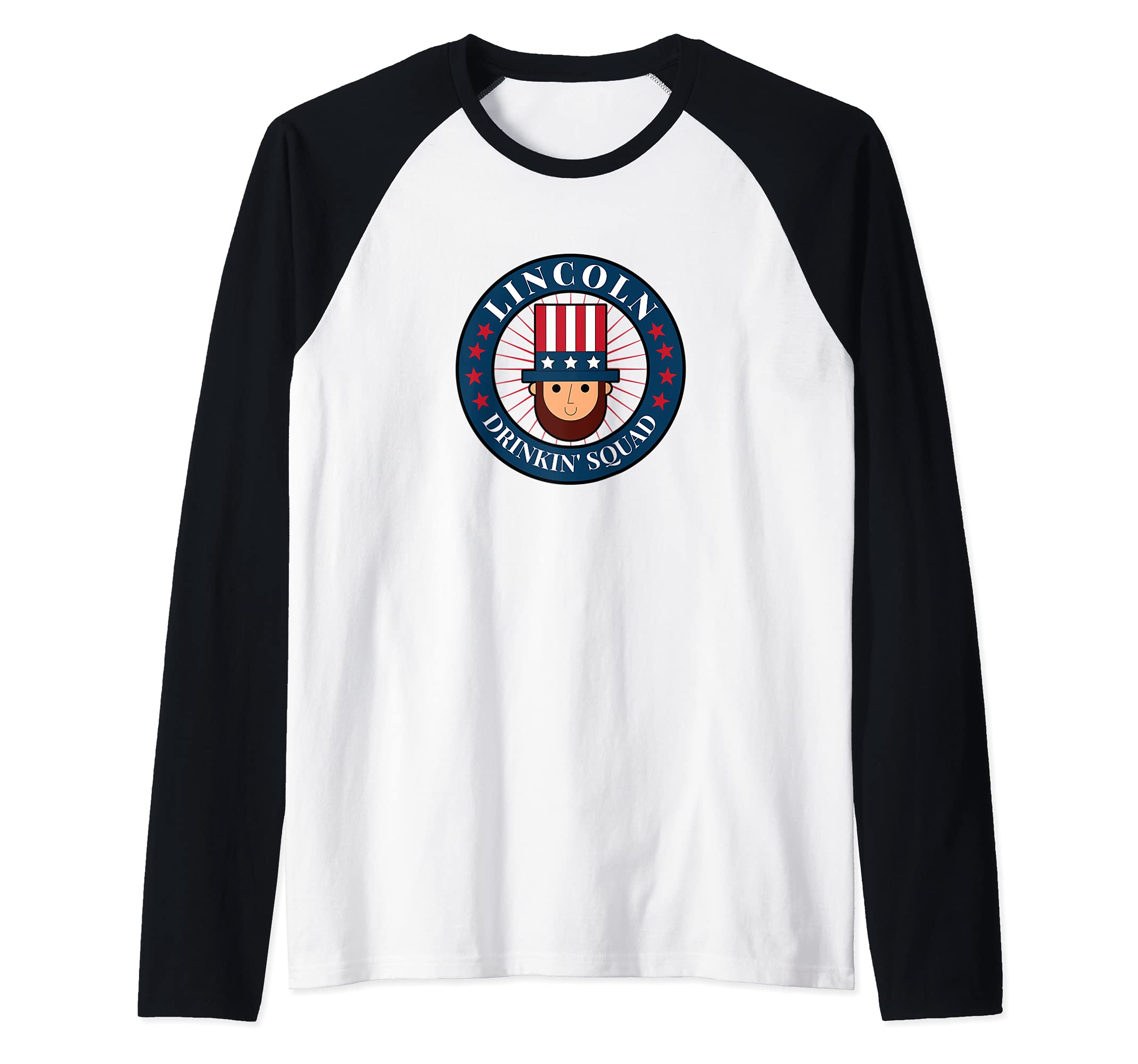 July 4th Gear President Abe Abraham Lincoln Drinking Squad Raglan Baseball Tee