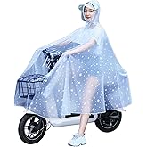 Women Full Body Long Scooter Raincoats for Adults Reusable, Waterproof Rain Poncho, Electric Scooter Rain Poncho, Women's Transparent Cycling Raincoat for Electric Bike, Snowflake White 4XL