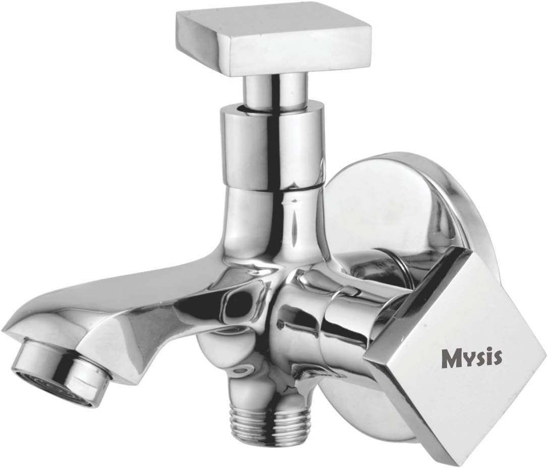 Mysis Melody Brass 2 In 1 Bib Cock With Wall Flange (Disc Fitting | Quarter Turn | Form Flow)