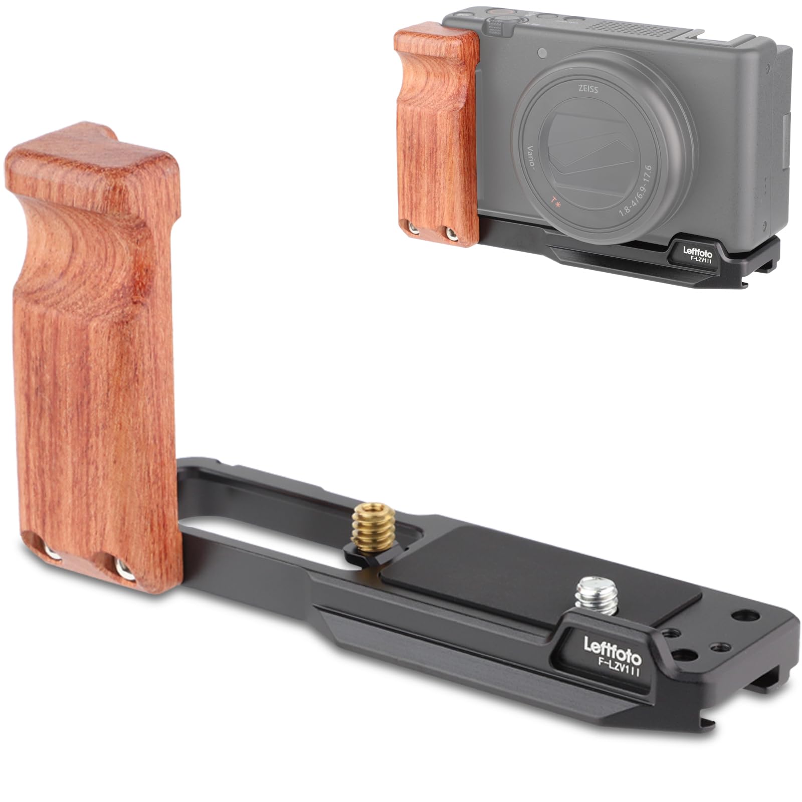 Photo 1 of Leftfoto ZV-1 II Handgrip L Bracket Ergonomic Wooden Side Handle for Sony ZV-1 II/ZV-1/ZV1F/ZV-1M2/ZV-1 Mark II Vlog Digital Camera,Quick Release Plate fit Arca Swiss Standard for DJI RS