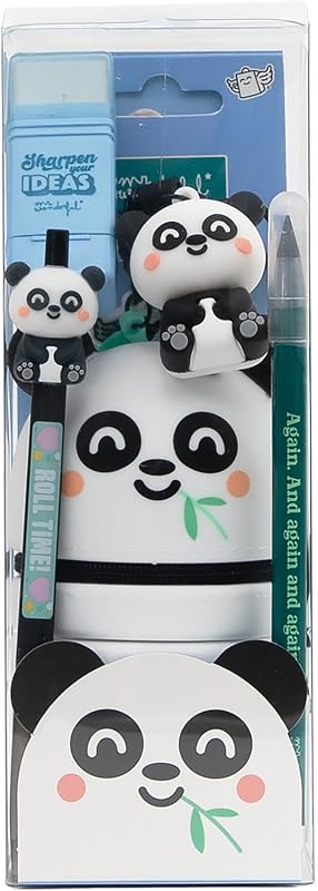 Pack Back to School Panda - Federmäppchen, 3D-Stift, Schlüsselanhänger, Anspitzer und Endlosstift