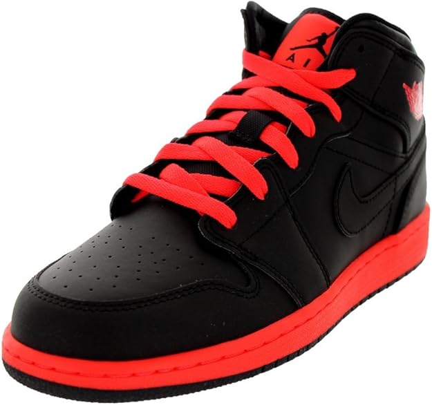 Amazon.com | Nike Jordan Kids Air Jordan 1 Mid BG Black/Black/Infrared 23 Basketball Shoe 4 Kids 
