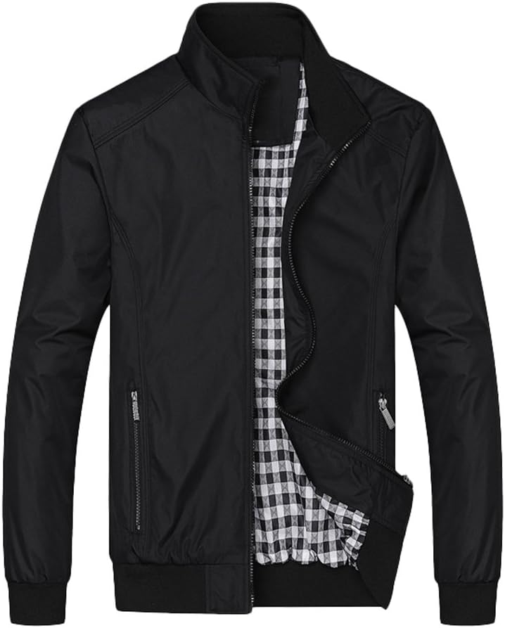 FTCayanz Men's Lightweight Casual Jackets Zip Bomber Coat Classic Outerwear Windbreaker