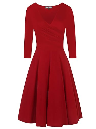 oxiuly Women's 2025 Maternity Clothes Nursing Dresses Fashion Cross V Neck  3/4 Sleeve Party Cocktail Casual Dress OX233 (M, Wine Solid7) in Dubai -  UAE | Whizz Night Out & Cocktail