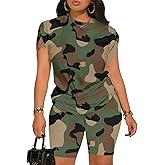 Aomice Women's Summer 2 Piece Outfits Tracksuits Biker Short Workout Jogger Sets