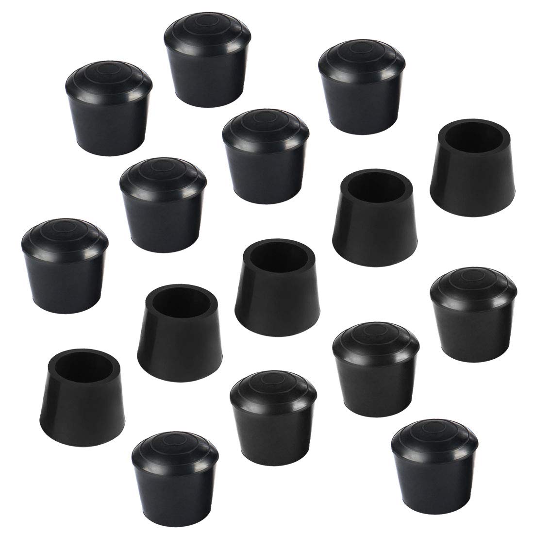 sourcing map 16pcs Chair Leg Tips Caps 18mm 5/7 Inch Anti Slip Rubber Furniture Table Feet Cover Floor Protector Reduce Noise Prevent Scratches Black