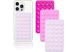 VILBOCR [3-Pack] Ultra-Strong Suction Phone Mount - Non-Slip Silicone Pads for Car Dashboard, Windscreen & Smooth Surfaces | Bathroom Shower Stand| Shockproof, No Residue, Washable (Pink)
