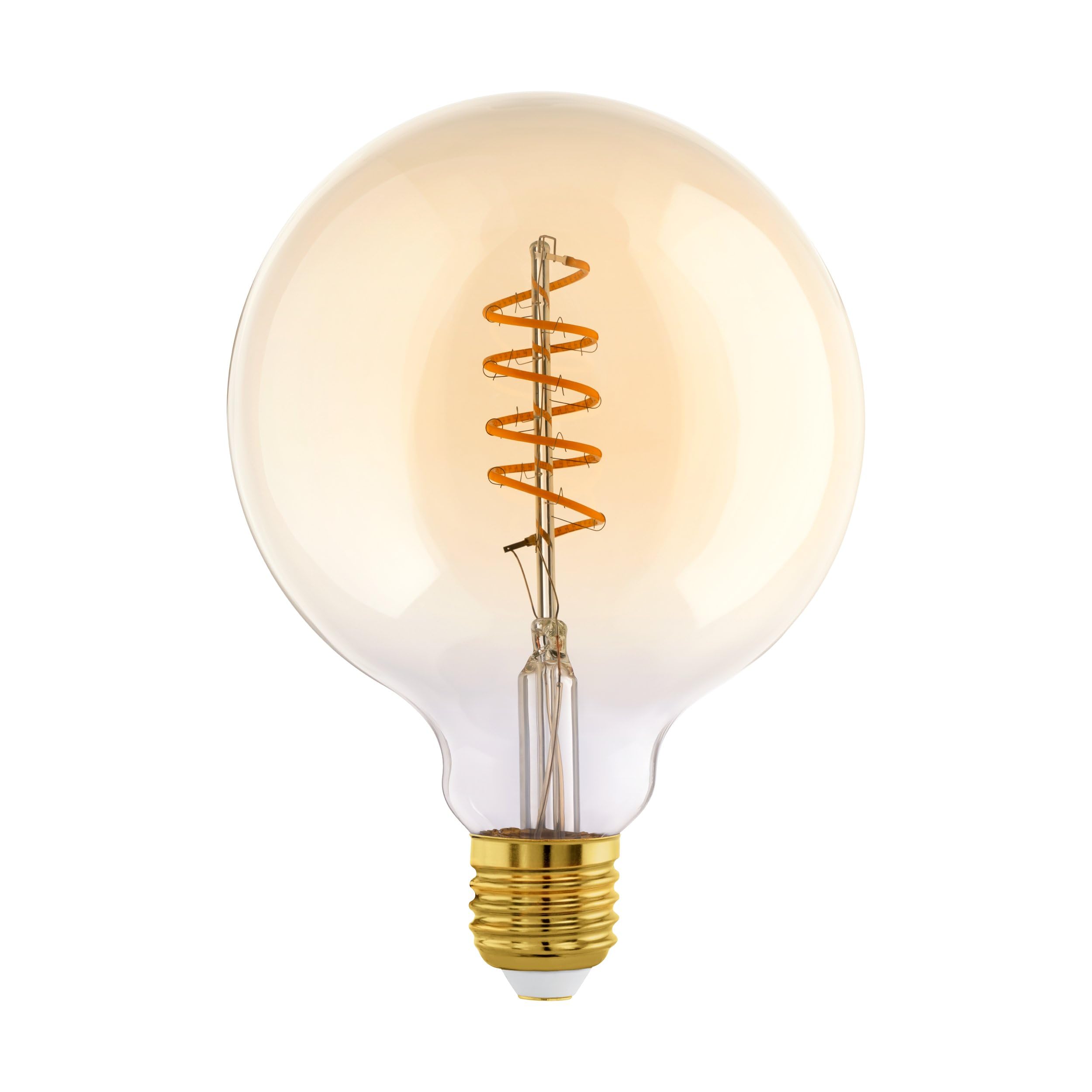 EGLO Dimmable E27 LED globe, amber vintage spiral filament light bulb, Edison lamp for retro lighting, 4 watt (equivalent to 25 watt), 245 lumen, warm white glow, 2000k, G125, Ø 5"