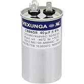 VEXUNGA 40uF 40 MFD 370VAC 440VAC 450VAC 50/60Hz CBB65 CBB65B Run Start Capacitor for AC Unit Fan Motor Start or Pool Pump or Air Condenser Straight Cool