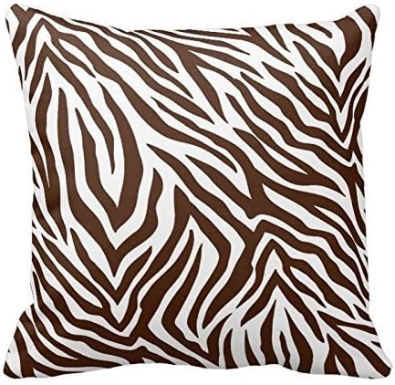 PAUSEBOLL Brown and White Zebra Print Stripes Animal Print Throw Pillow Case Decor Cushion Cover Square Two Sides Size 24x24 inches