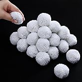 Janinka 80 Pcs 2 Inch Christmas Pom Poms Yarn Arts and Crafts Fuzzy Large Balls Bright for DIY Craft Christmas Decoration(White)