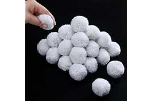 Janinka 80 Pcs 2 Inch Christmas Pom Poms Yarn Arts and Crafts Fuzzy Large Balls Bright for DIY Craft Christmas Decoration(White)