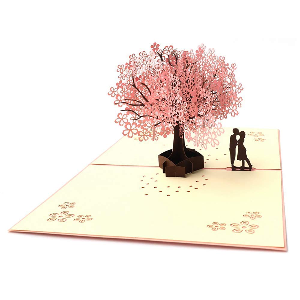 NOCTUA 3D Pop Up Greeting Cards Invitation Cards for Wedding, Valentines,Lovers,Couple's Valentines Day Gifts Cards (Cherry Blossom)