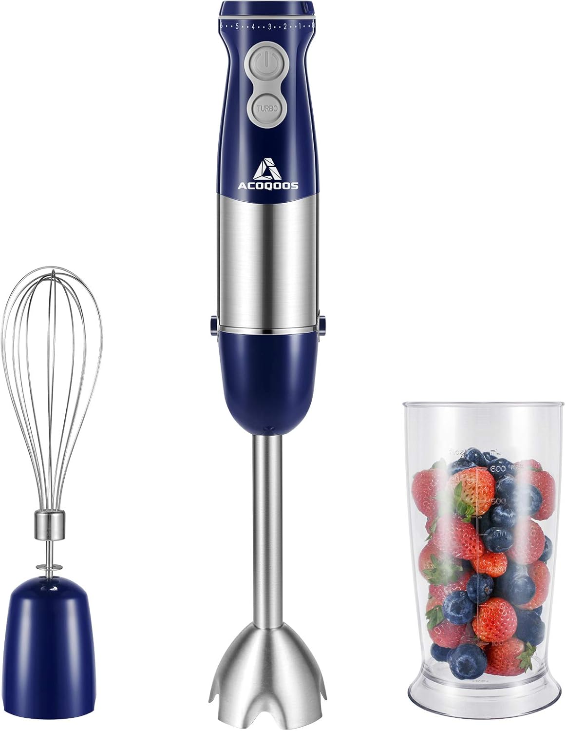 Acoqoos Hand Blender, 1000W Stick Blender 4 in 1 with 4 Blades