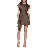 AMUR Women's Zina Ruched Mini Dress, Autumn Sky, Parent
