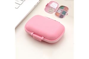 Pill Organizer, 8 Compartment Daily Pill Box, Portable Folding Small Pill Box, Organizer for Carrying and Storing Medications