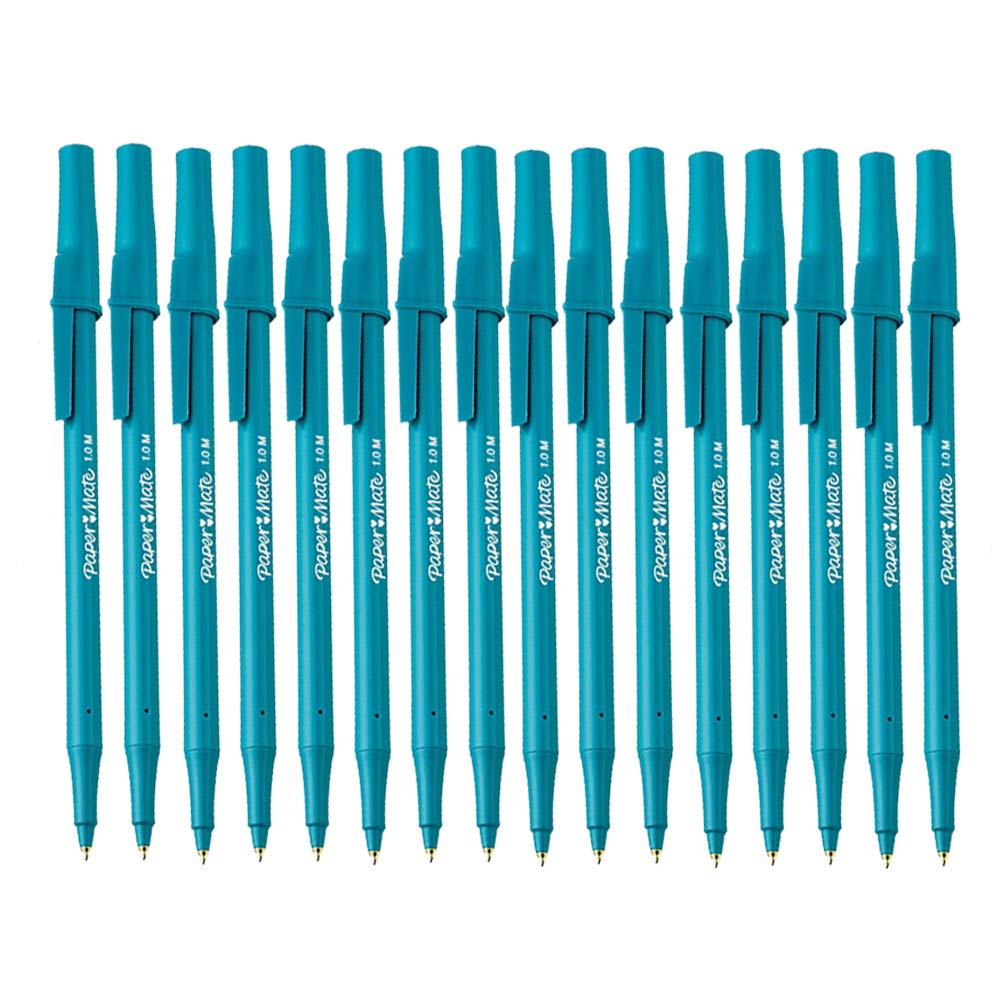 16 x Papermate Write Bros Classic Ballpoint Stick Pen, 1.0mm Medium Point, Blue Barrel/Blue Ink - Loose in Plain Packaging