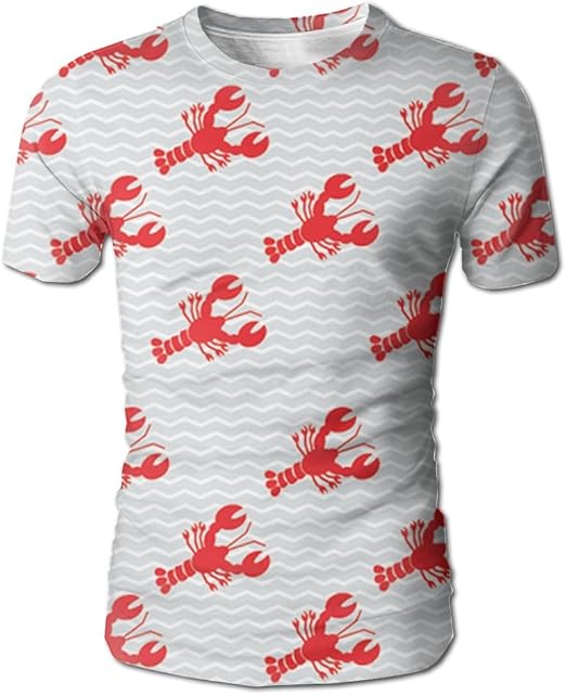 Amazon.com: Red Lobster On Grey Stripes Men Funny College T-Shirts Tees: Clothing