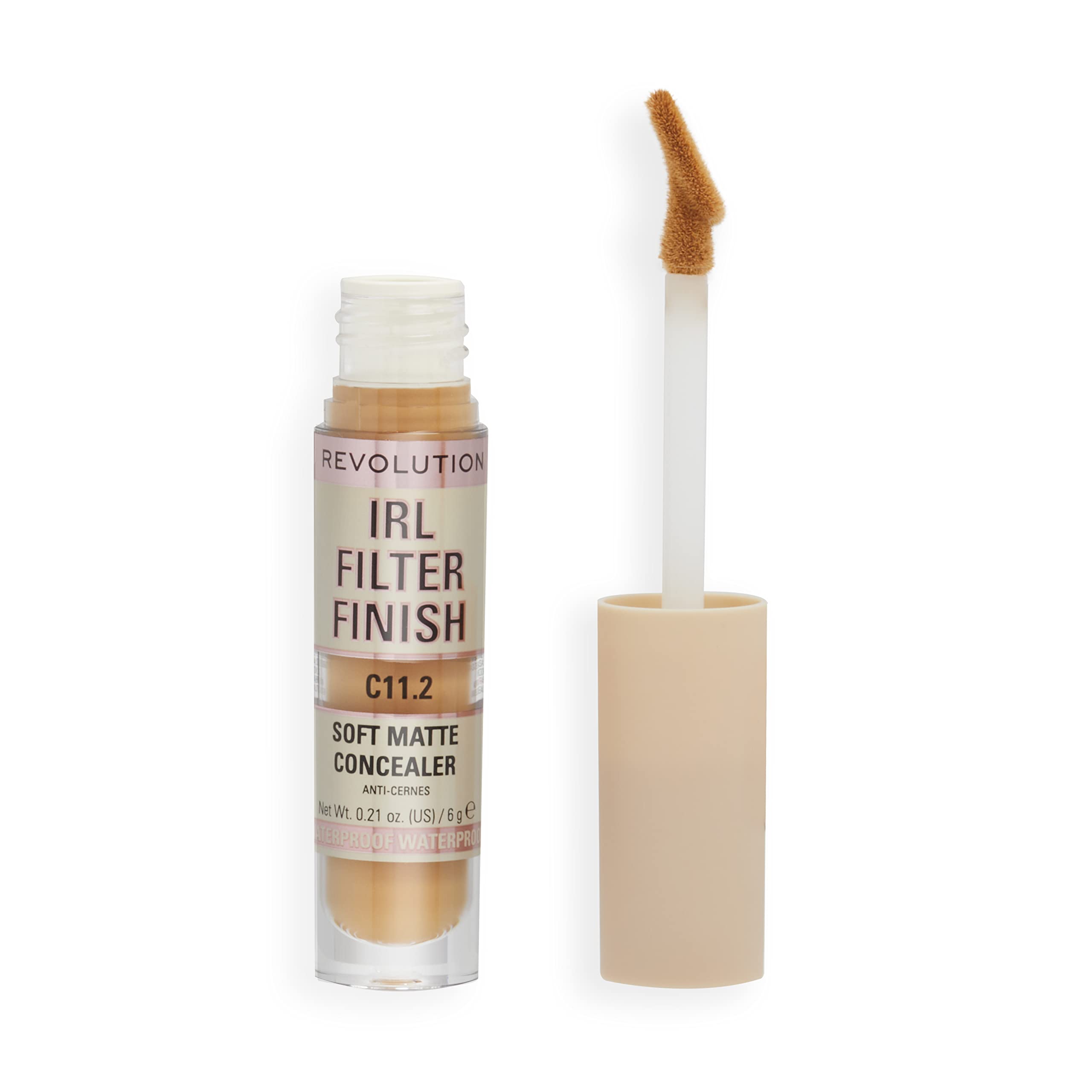 Makeup Revolution IRL Filter Finish Concealer, Medium to Full Coverage, Matte Finish, C11.2, Medium/Dark Skin Tones, 6g