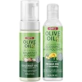 ORS Olive Oil Glossing Hair Polisher Frizz Control &amp; Wrap Set Mousse Restorative Shine 2 Piece Set