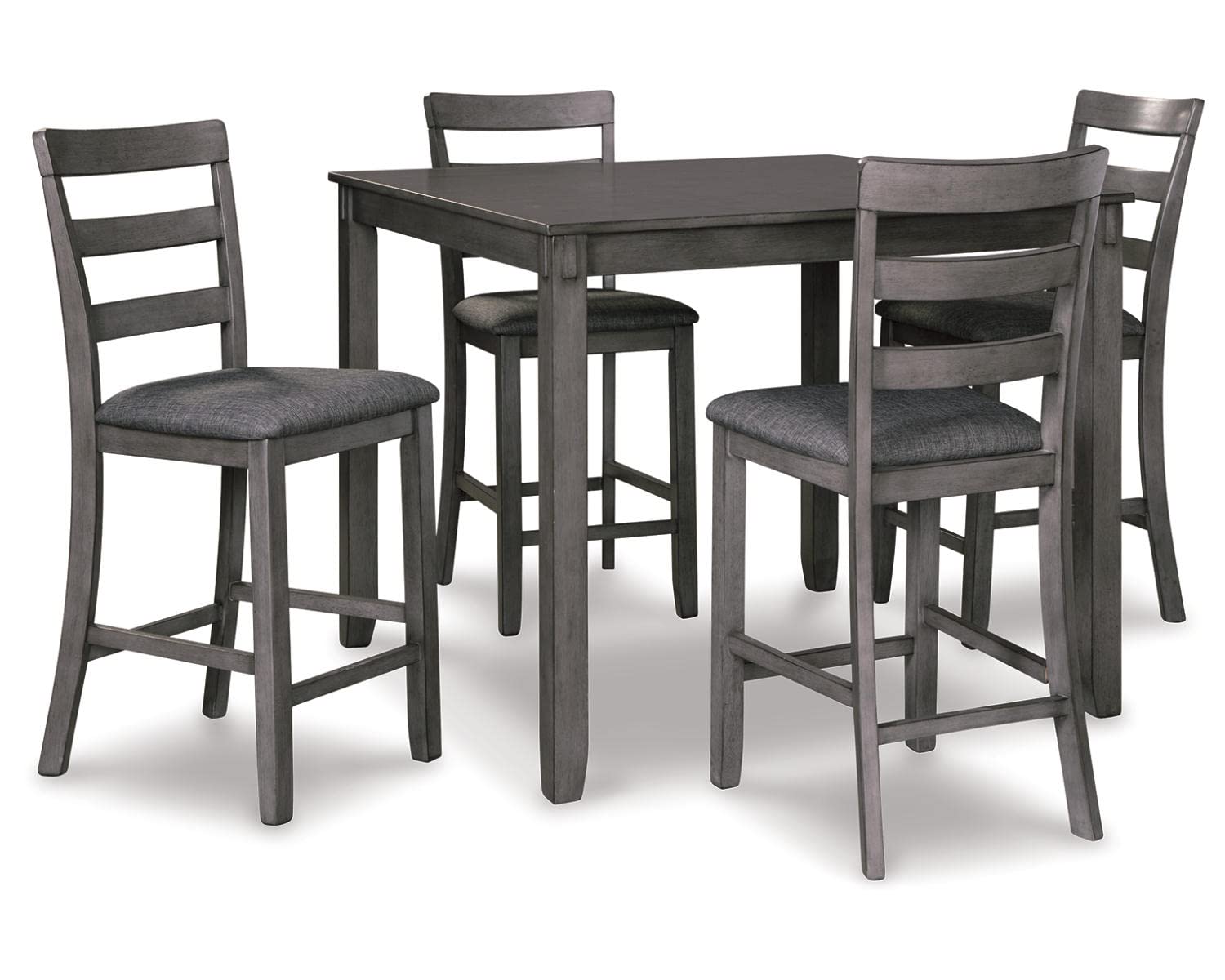 Photo 1 of *HEAVY* Signature Design by Ashley Bridson 5 Piece Counter Height Dining Room Set, Includes Table & 4 Bar Stools, Gray