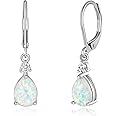 CiNily Leverback Opal Dangle Drop Earrings For Women Girls 14K Gold Plated Teardrop Earrings