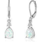 CiNily Leverback Opal Dangle Drop Earrings For Women Girls 14K Gold Plated Teardrop Earrings