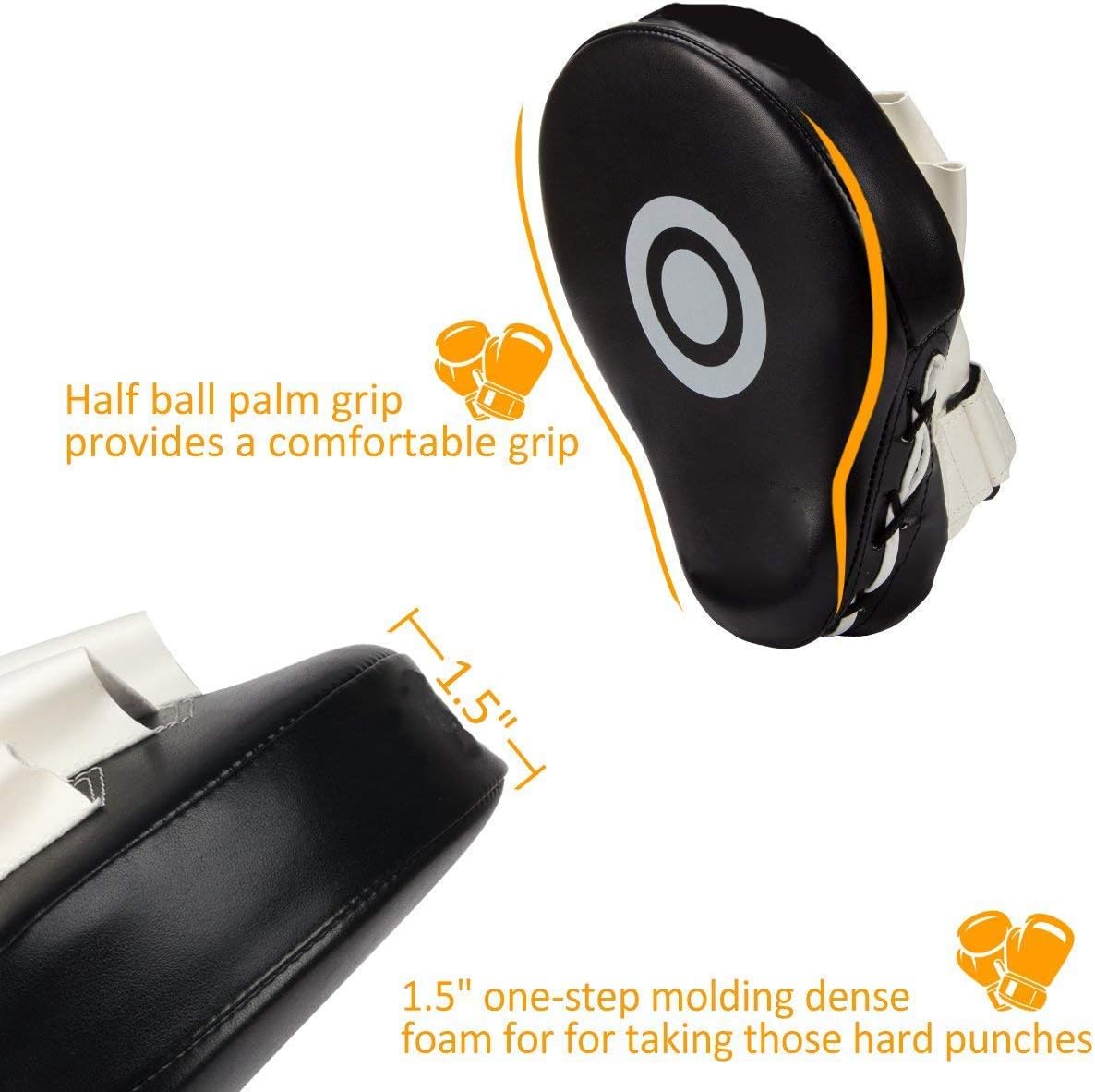 Valleycomfy Boxing Curved Focus Punching Mitts- Leatherette Training Hand Pads, Ideal for Karate, Muay Thai Kick, Sparring, Dojo, Martial Arts : Sports & Outdoors